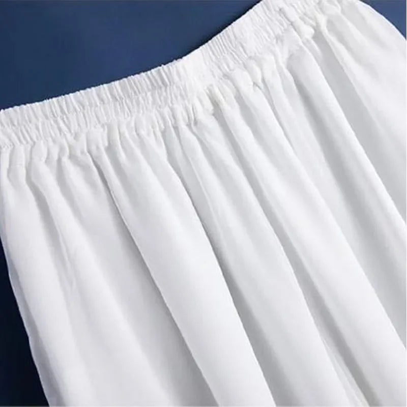 Pantalón Ancho de Chiffon Drapeado