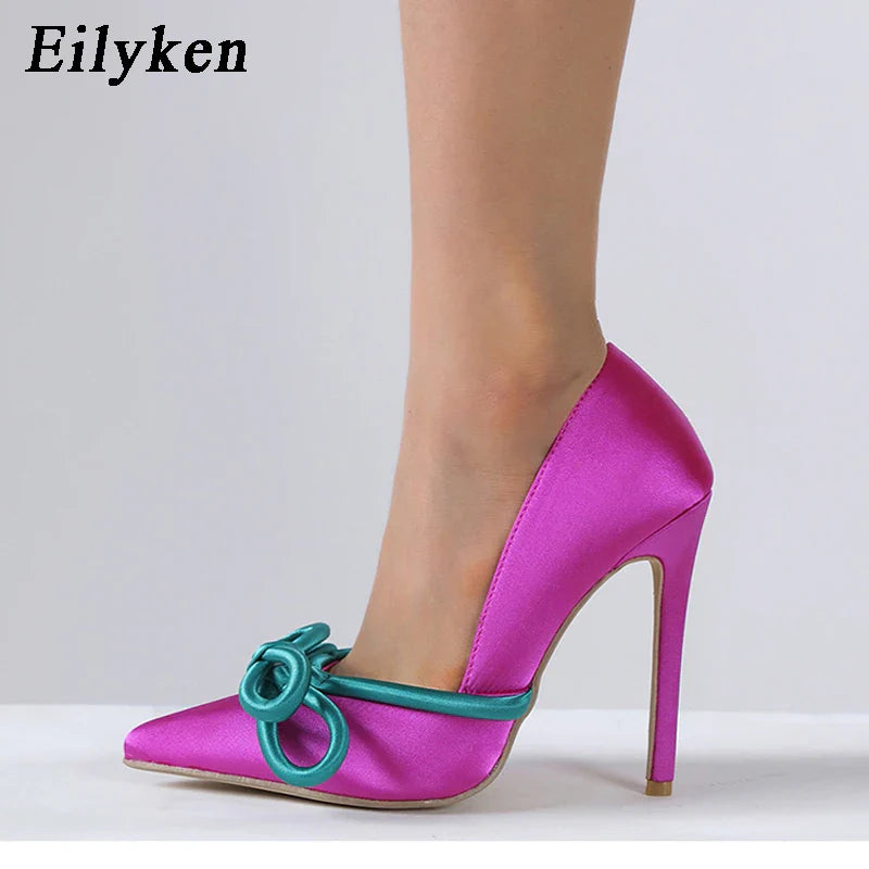 Zapatos de Tacón Alto con Lazo de Mariposa en Seda
