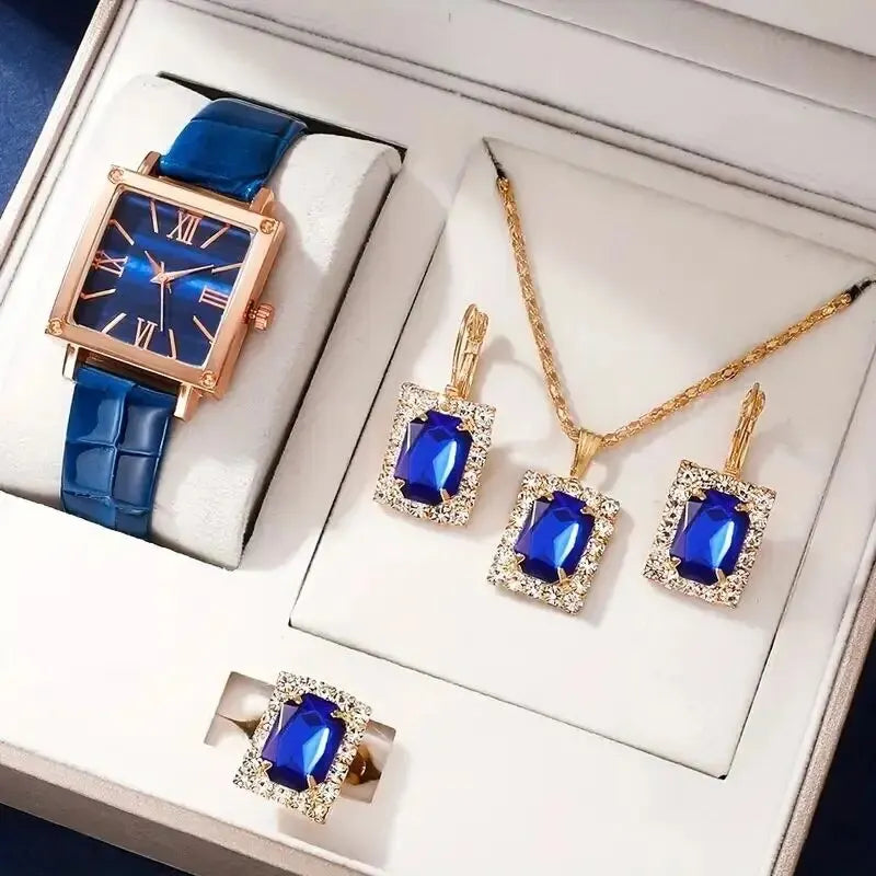 Reloj Cuadrado Elegante y Funcional (Conjunto de 5 Piezas)
