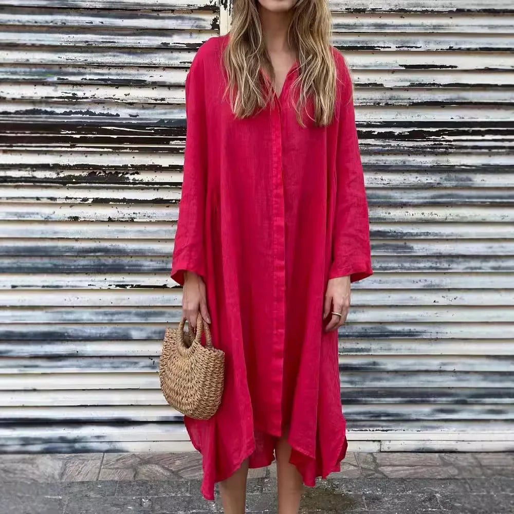 Women's Long Cotton and Linen Dress