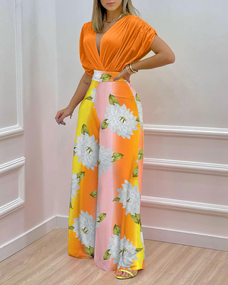Conjunto de Dos Piezas Pantalones Wide-Leg