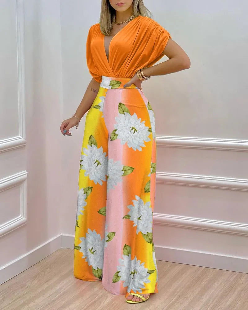 Conjunto de Dos Piezas Pantalones Wide-Leg