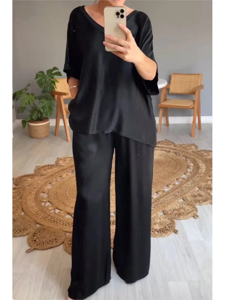 Plain Satin Casual Set