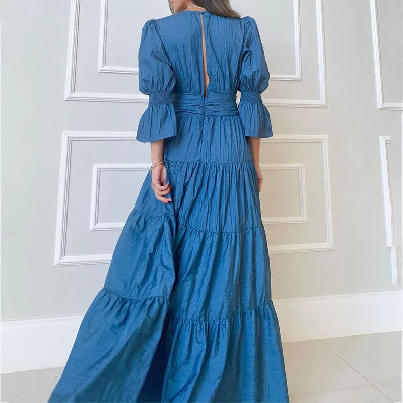 Vestido Largo Elegante con Drapeado