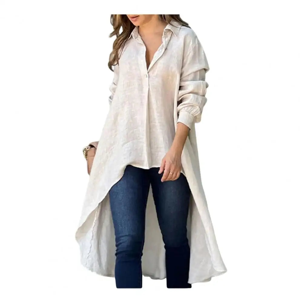 Camisa de Mujer con Cuello y Mangas Largas