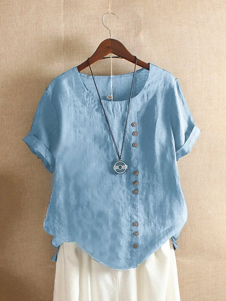 Blusa de Lino y Algodón (S - 5XL)