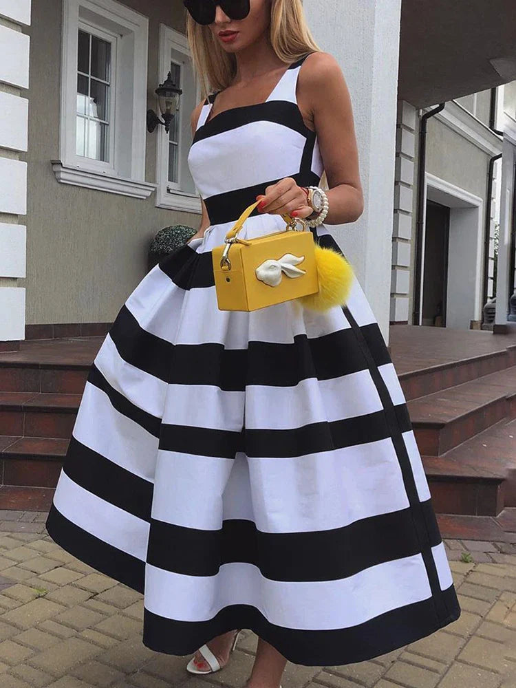 Vestido Estampado a Rayas