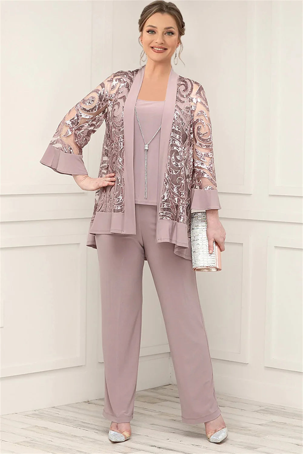 Conjunto Formal de Tres Piezas para Madre de la Novia Plus Size