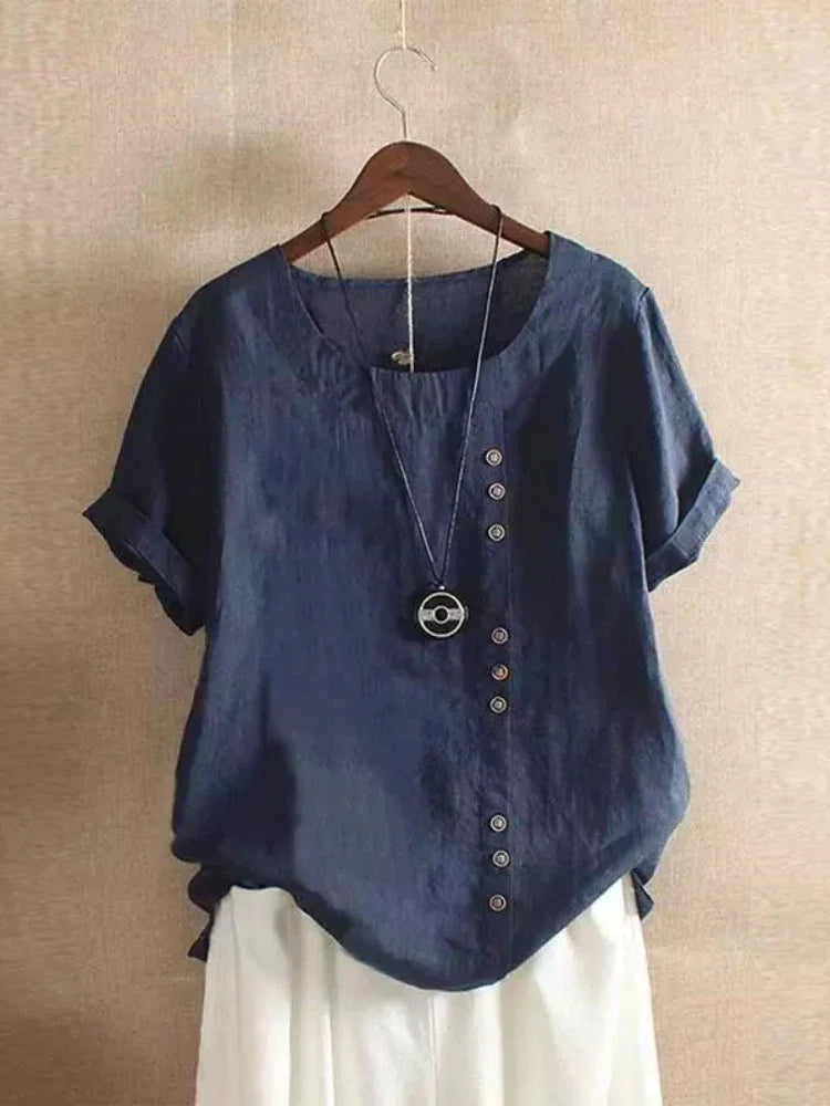 Blusa de Lino y Algodón (S - 5XL)