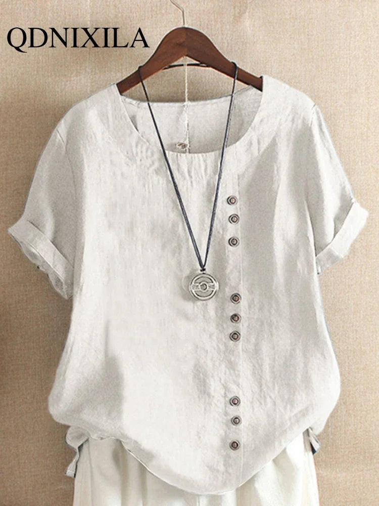 Blusa de Lino y Algodón (S - 5XL)