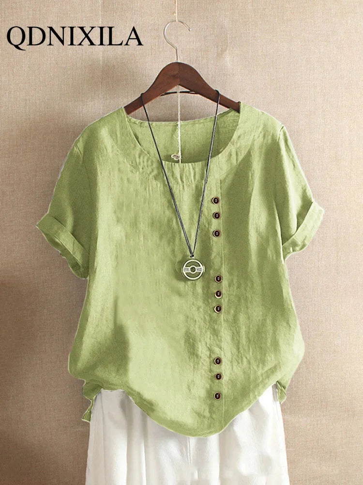 Blusa de Lino y Algodón (S - 5XL)