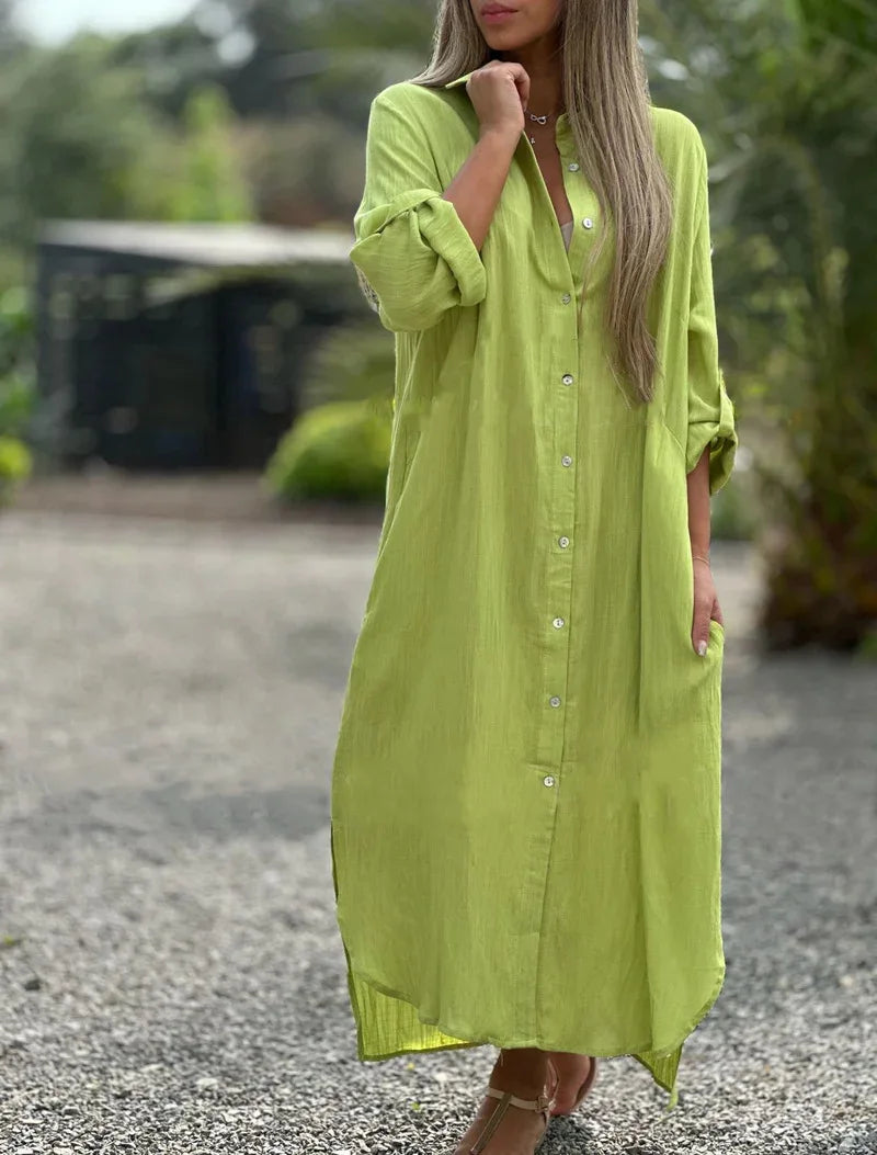 Casual Long Cotton and Linen Dress