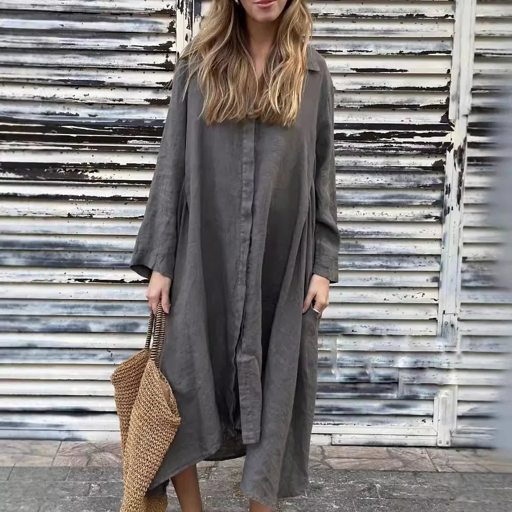 Women's Long Cotton and Linen Dress