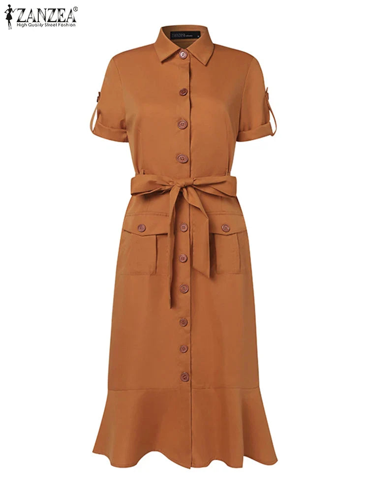 Vestido Verano con Cuello Solapa para Mujer