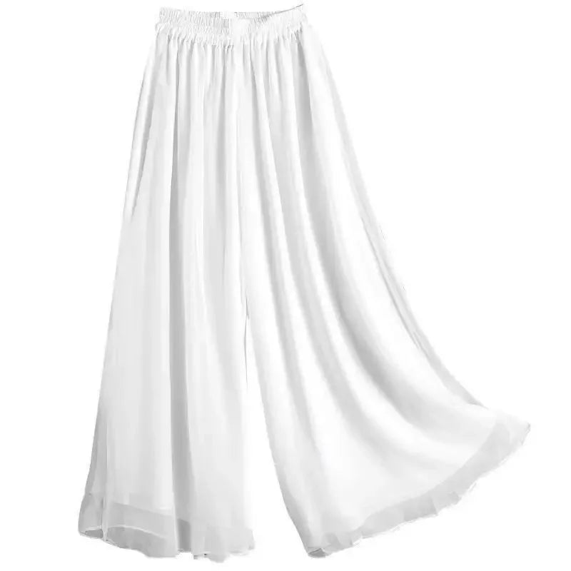 Pantalón Ancho de Chiffon Drapeado