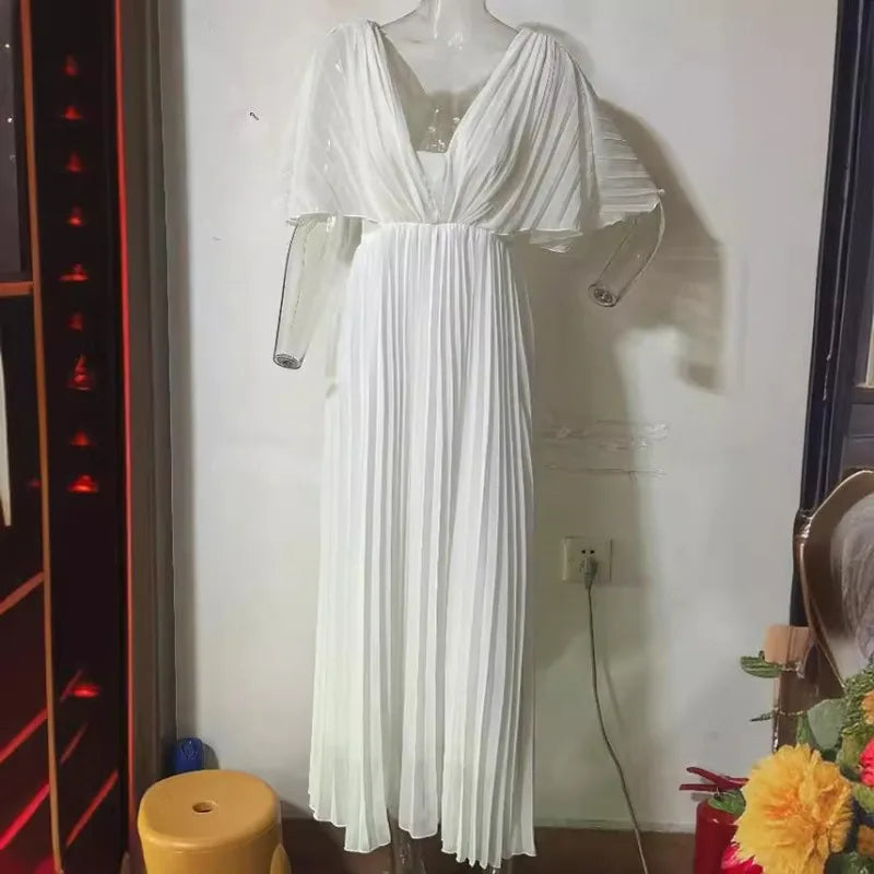 Vestido Plisado de Primavera/Verano