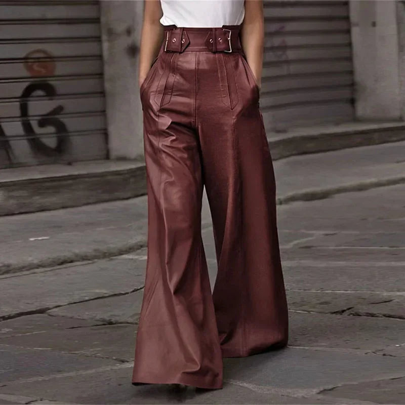 Pantalones de Mujer de Cuero PU - Estilo Vintage