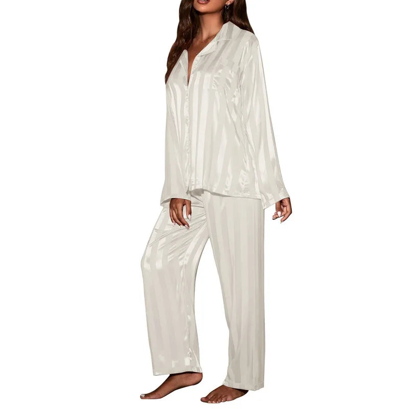 Striped Satin Silk Pajama Set