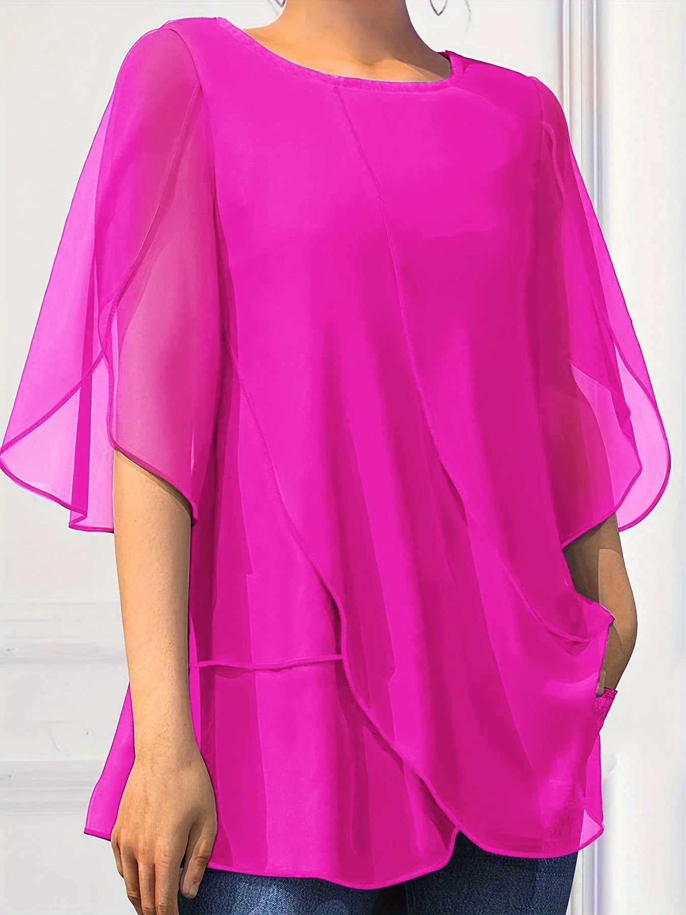 Blusa Elegante de Chiffon Plus Size