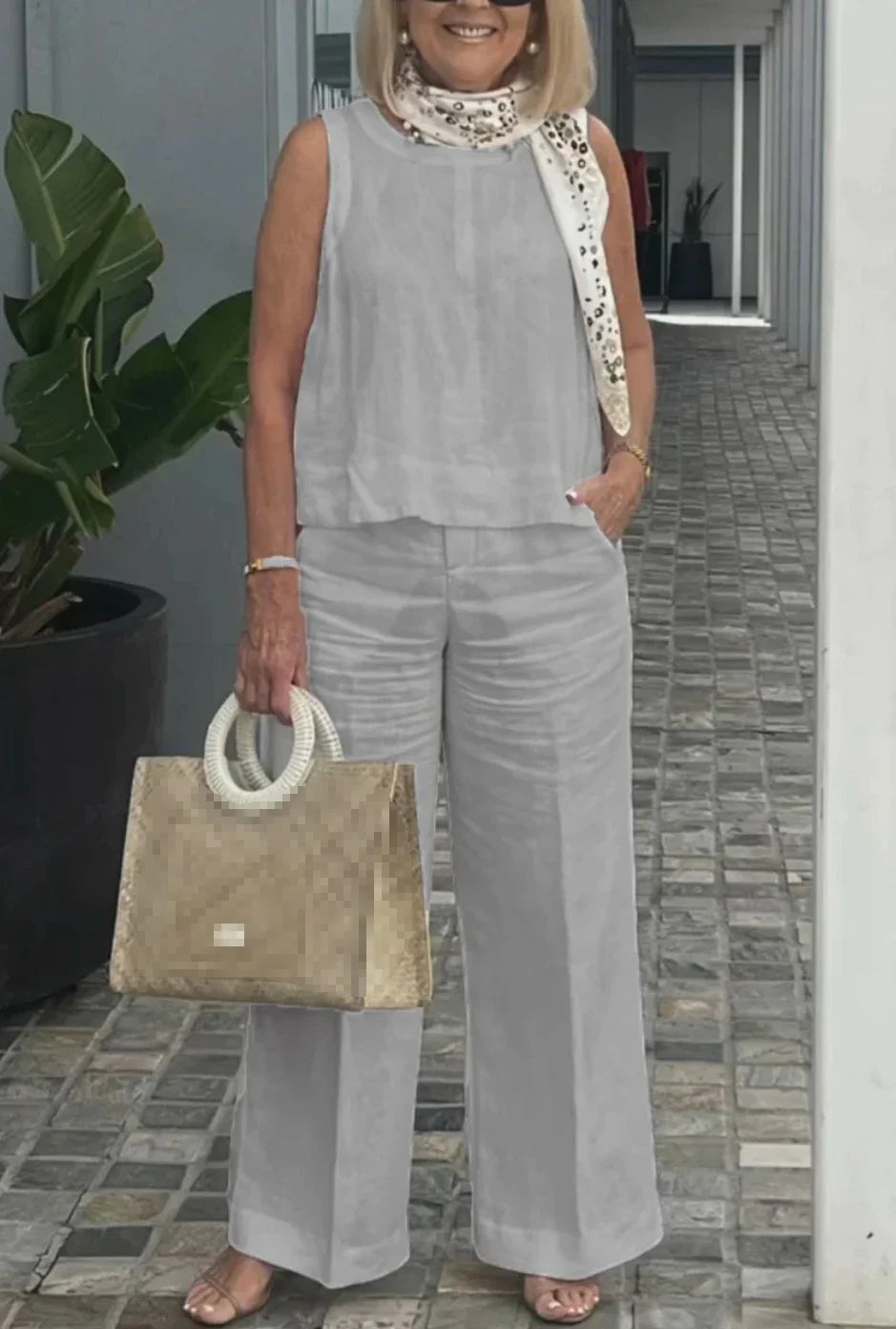 Two-Piece Cotton and Linen Set