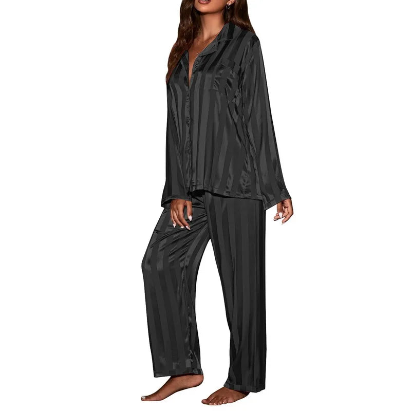 Striped Satin Silk Pajama Set