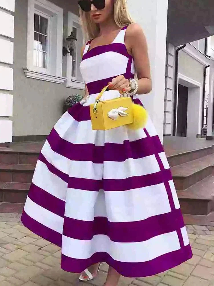 Vestido Estampado a Rayas