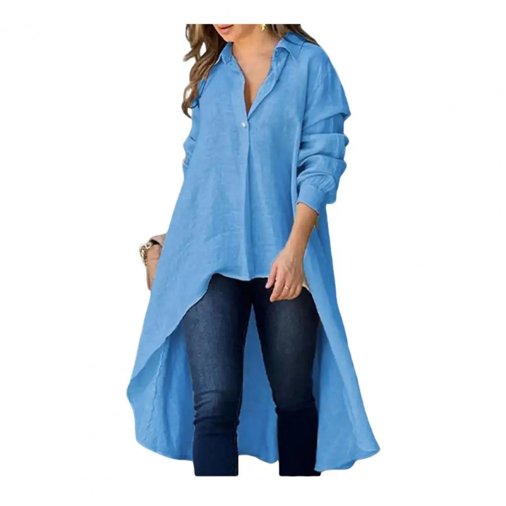 Camisa de Mujer con Cuello y Mangas Largas