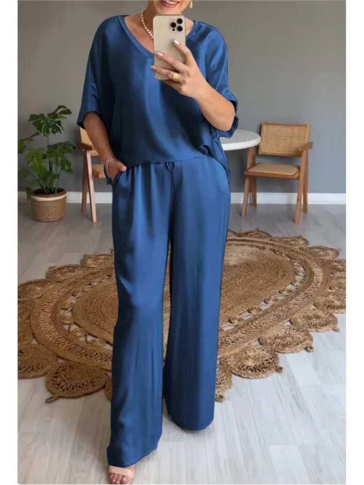 Plain Satin Casual Set