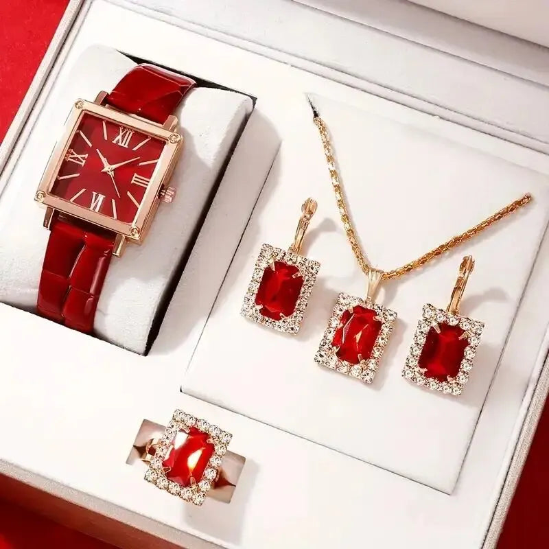 Reloj Cuadrado Elegante y Funcional (Conjunto de 5 Piezas)