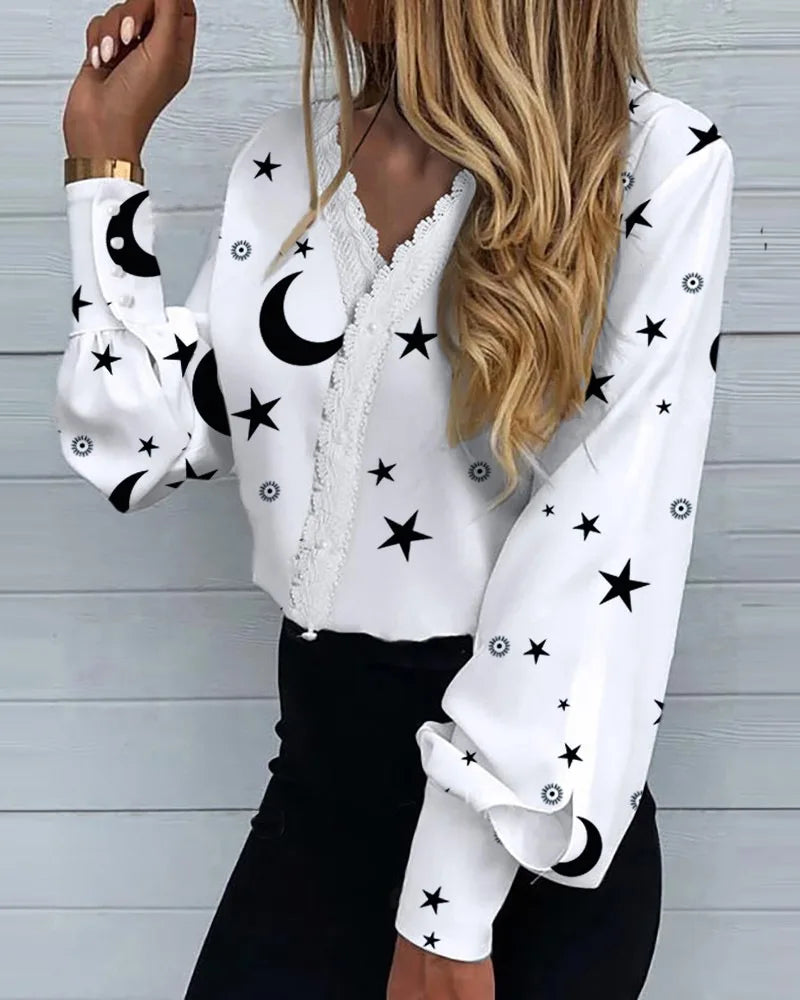Blusa Blanca con Estampado de Corazones