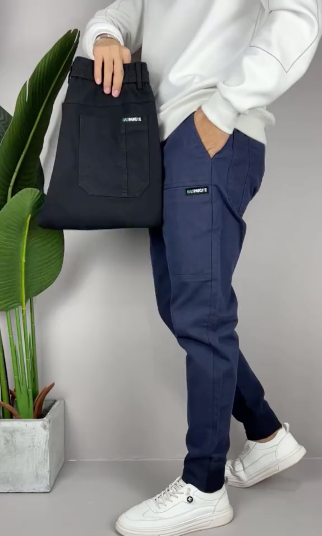 Tomasso - Pantalones cargo elásticos