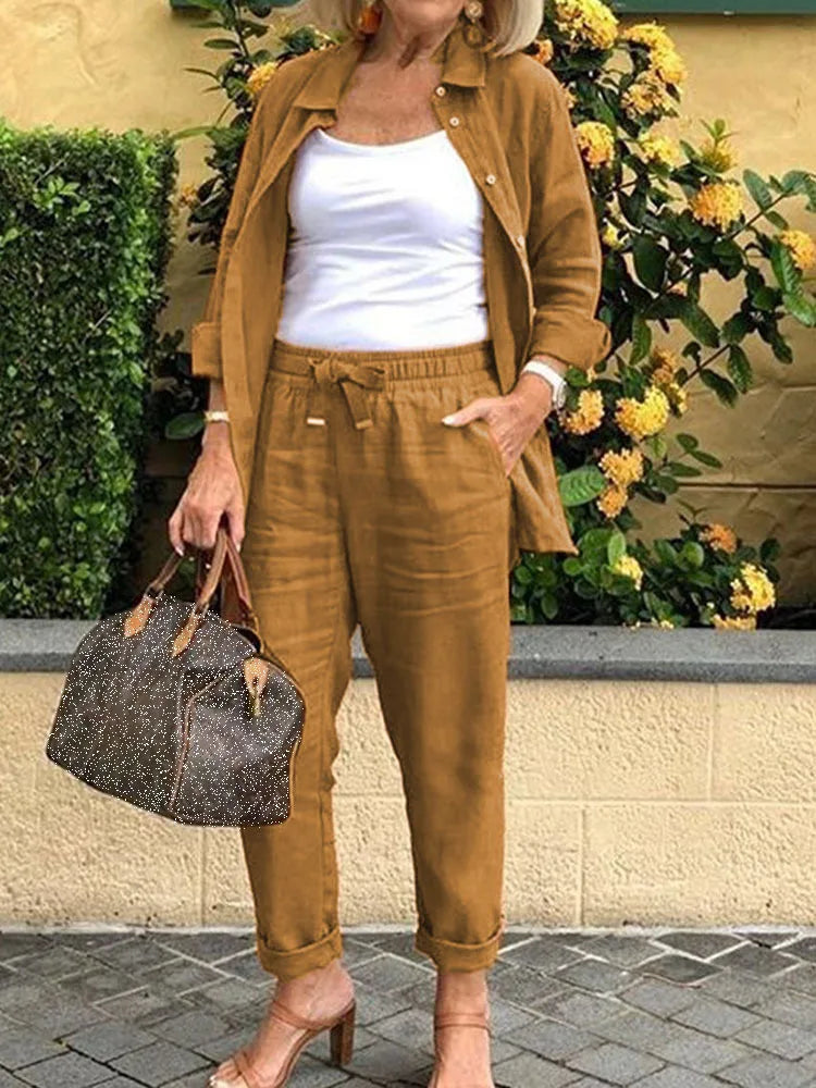 Conjunto Casual de Algodón y Lino 2 Piezas