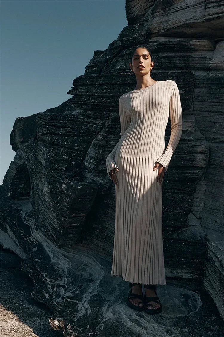 Olivia - Vestido largo plisado