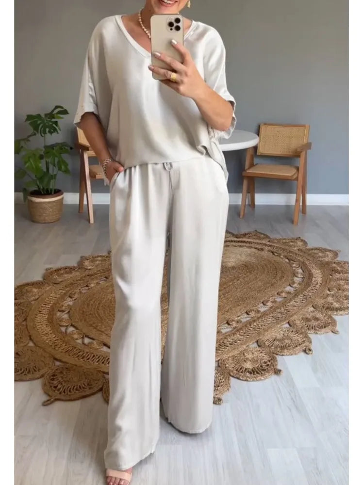 Plain Satin Casual Set