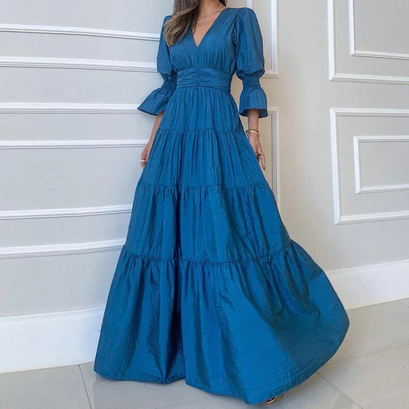 Vestido Largo Elegante con Drapeado