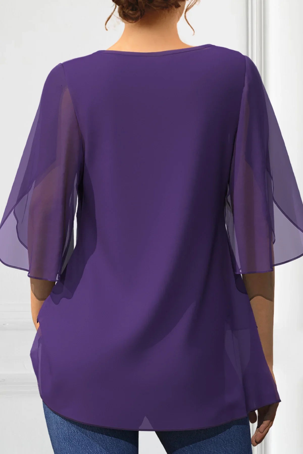 Blusa Elegante de Chiffon Plus Size