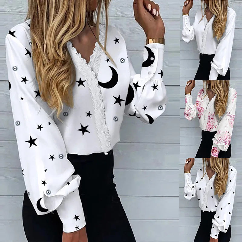 Blusa Blanca con Estampado de Corazones