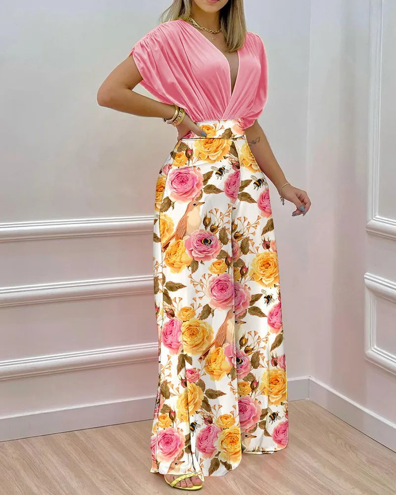Conjunto de Dos Piezas Pantalones Wide-Leg