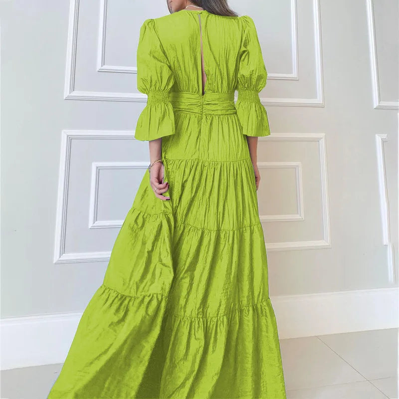 Vestido Largo Elegante con Drapeado