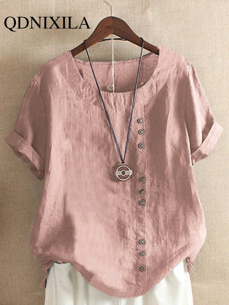 Blusa de Lino y Algodón (S - 5XL)
