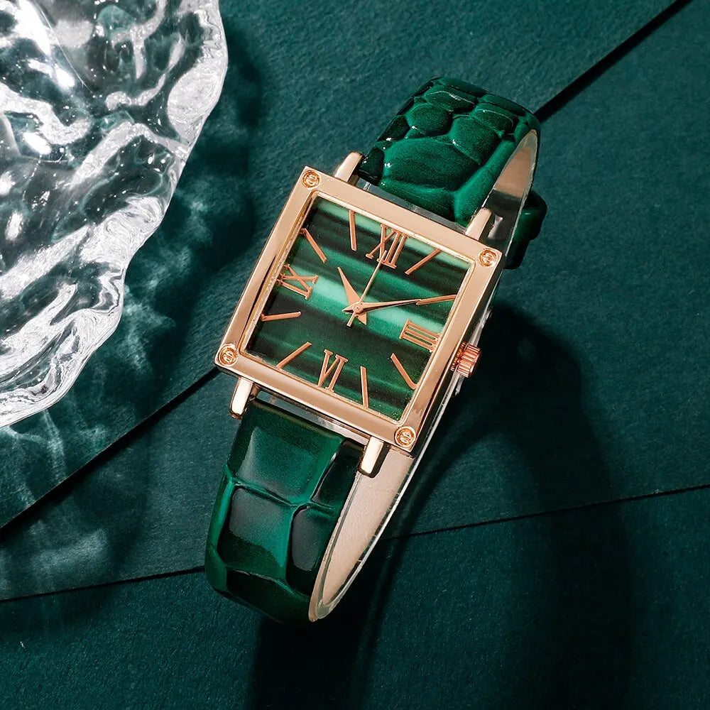 Reloj Cuadrado Elegante y Funcional (Conjunto de 5 Piezas)
