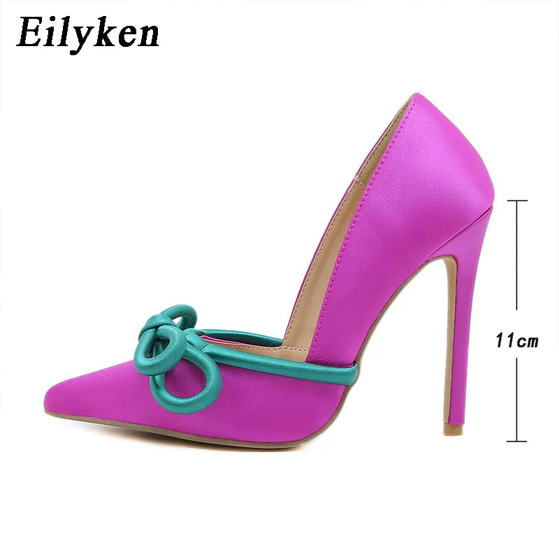 Zapatos de Tacón Alto con Lazo de Mariposa en Seda