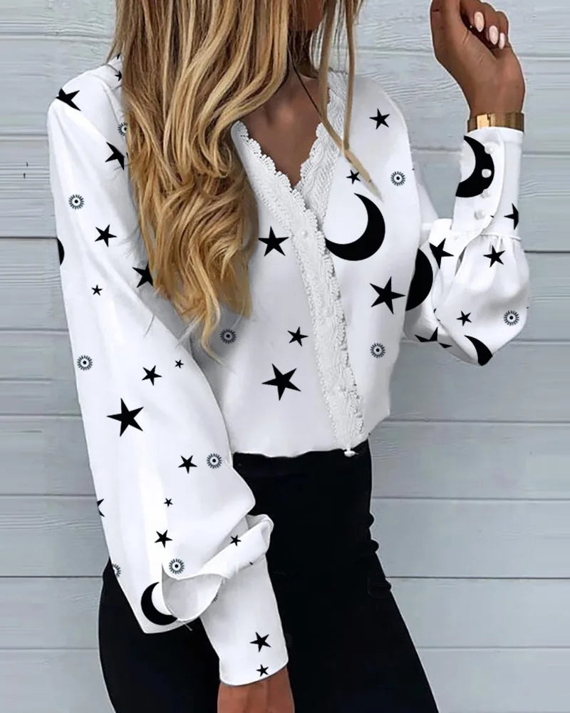 Blusa Blanca con Estampado de Corazones