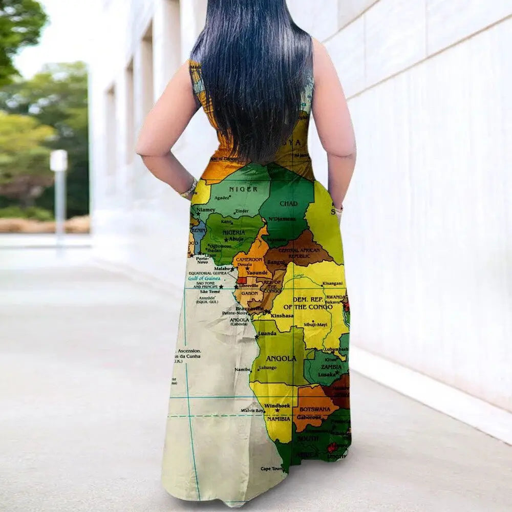 Vestido Largo - Impresión de Mapas