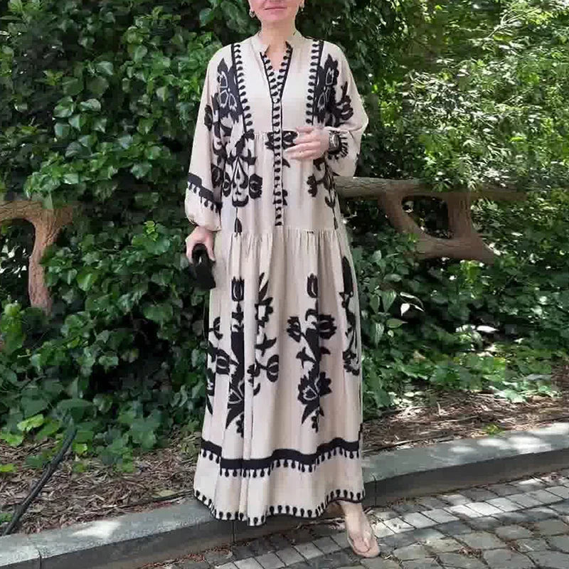 Vestido Largo Bohemio con Estampado Vintage