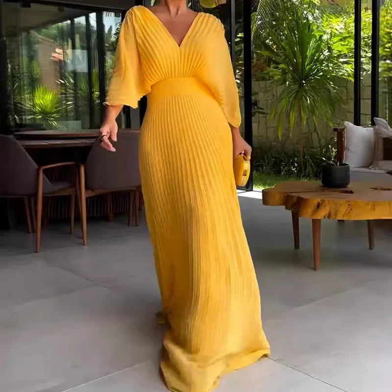 Vestido Plisado de Primavera/Verano