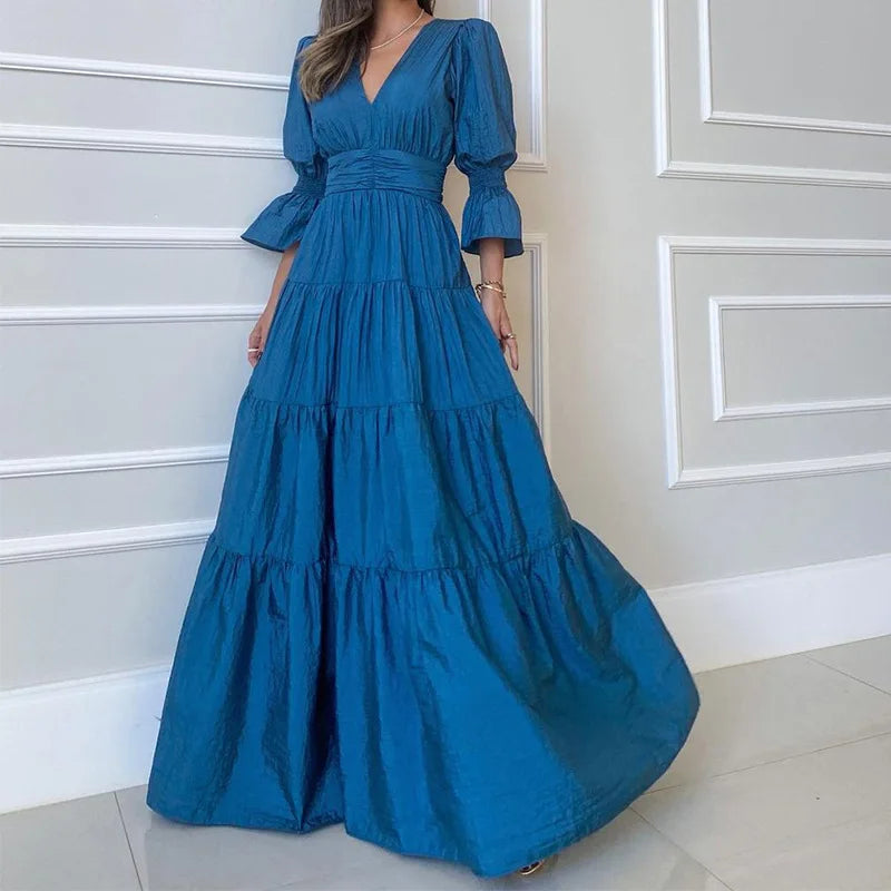 Vestido Largo Elegante con Drapeado