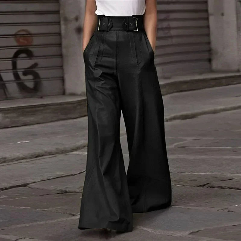 Pantalones de Mujer de Cuero PU - Estilo Vintage
