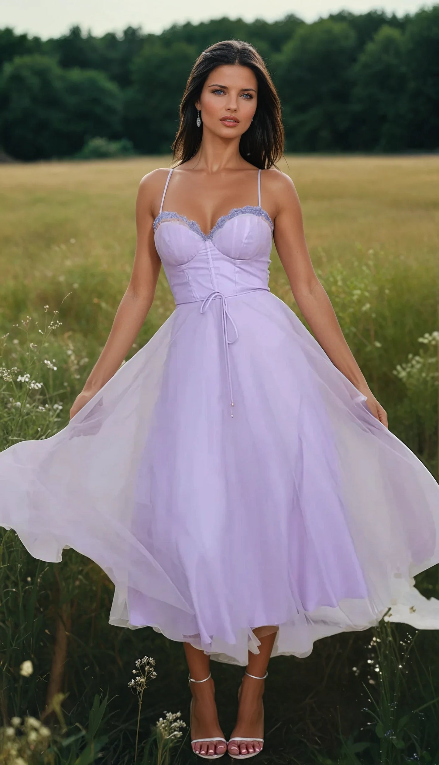 Chloé - Vestido de noche de princesa - Vestido de gasa sin tirantes