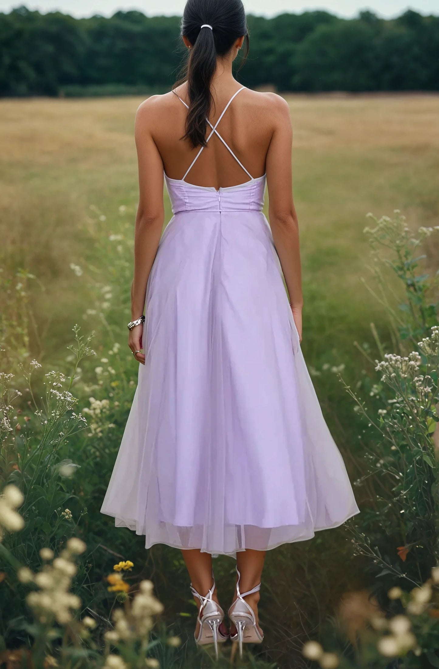 Chloé - Vestido de noche de princesa - Vestido de gasa sin tirantes